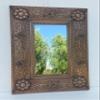 23" PUNCHED TIN MIRROR Mexican handmade hacienda style mirror, folk art view 1