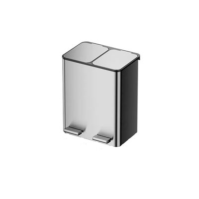 Garbage Recycling Bin 18L/24LHousehold Stainless Steel Trash Can Large Classified Trash Can Kitchen Living Room Office Double Trash Wastepaper Basket Kitchen Trash Can (Color : Silver, Size : 24l)
