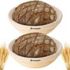 Banneton Bread Proofing Basket - Banneton Basket Set of 2 Pack 10 inch Round Sourdough Proofing Basket with Liner - Handmade Rattan Proofing Rising Bowl for Artisan Bread Making Baking Supplies view 1