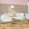 Yaheetech Velvet Dining Chair, Flower Shaped Armchair with Golden Legs, Upholstered Side Chair for Kitchen Dining Room Living Room, Set of 2, White view 2