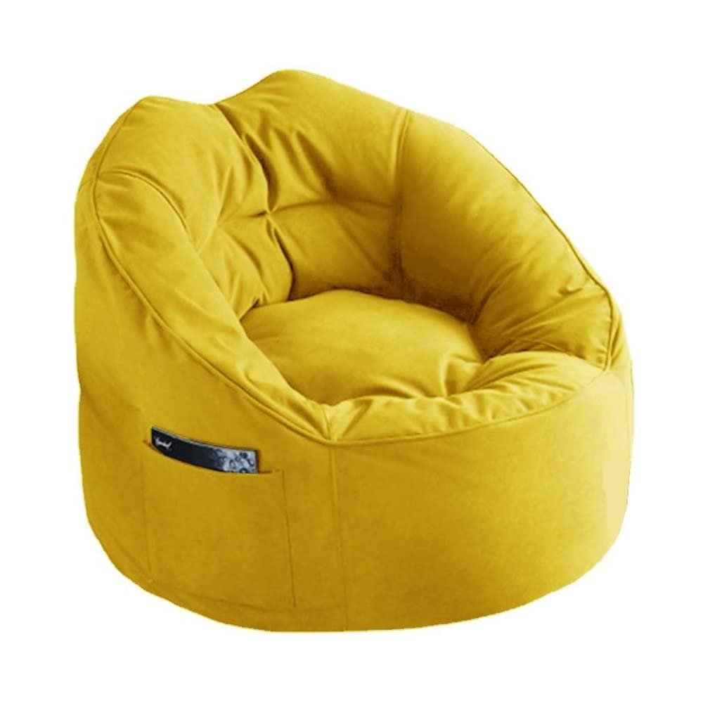 SXBCyan Bean Bag Chair Cover (Without Filler) Lazy Sofas Cover Cotton Lounger Chairs Seat Bean Bag Pouf Puff Couch Tatami Living Room Beanbags(Single-Yellow)