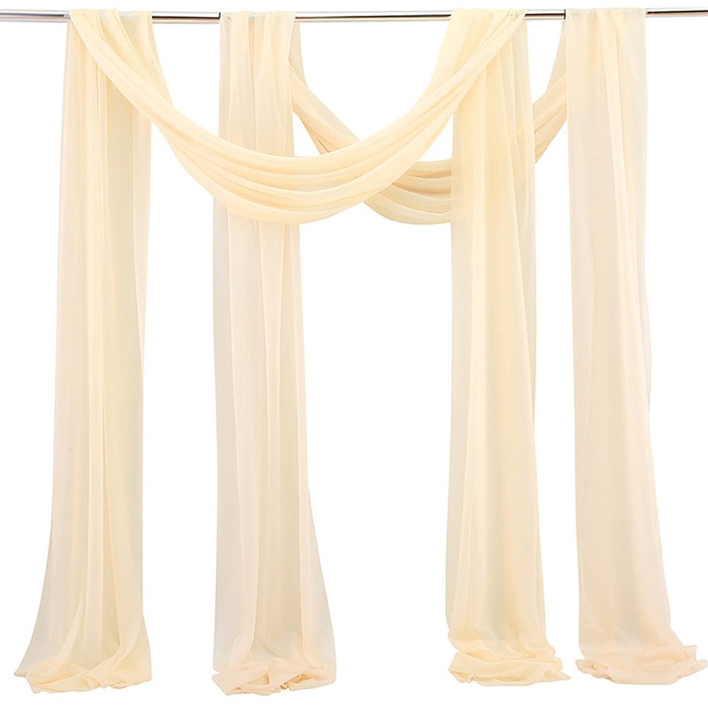 Altsuceser Wedding Arch Draping Fabric 2 Panels Fabric Drapes Arbor Drapery Wedding Ceremony Reception Swag Decorations, Sheer Backdrop Curtain for Party Ceiling Decor Champagne