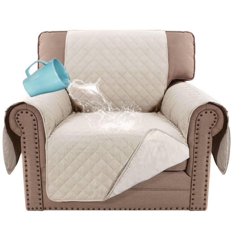 H.VERSAILTEX Chair Sofa Slipcover Sofa Cover 100% Waterproof Couch Cover Furniture Protector Cover with Elastic Straps for Pets Kids Children Dog Cat(Chair, Coconut Milk)
