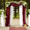 Altsuceser Wedding Arch Draping Fabric 2 Panels Fabric Drapes Arbor Drapery Wedding Ceremony Reception Swag Decorations, Sheer Backdrop Curtain for Party Ceiling Decor White & Red view 2
