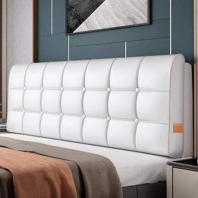 ZZYK Leather Headboard Pillow,Solid Color Rectangle Headboard Reading Pillow,Headboard Upholstered Bed Backrest Large Bolster Wedge Pillowboard Headboard,White,No Headboard 59"