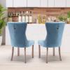 SoarFlash Velvet Dining Chairs Set of 2, Tall Back Side Chair, Modern Upholstered High-end Tufted Side Chair with Button Back Ring, Solid Wood Legs Sky-Blue view 3