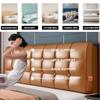 ZZYK Leather Headboard Pillow,Solid Color Rectangle Headboard Reading Pillow,Headboard Upholstered Bed Backrest Large Bolster Wedge Pillowboard Headboard,Brown,No Headboard 35.4" view 2