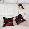 3D Rose Wine Glass Pillow Covers 20x20 Set of 2, Girls Romantic Eiffel Tower Throw Pillow Covers for Home Couch, Women Floral Fruit Cushion Covers, Red Black Flower Decorative Pillow Covers, Gray view 3