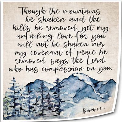 Isaiah 54 10 Bible Verse Poster Scripture Wall Art Prayer Wall Decorative Paintings for Living Room Vertical Pictures Artwork for Kitchen Print Canvas (20x30inch(50x75cm),Unframed)