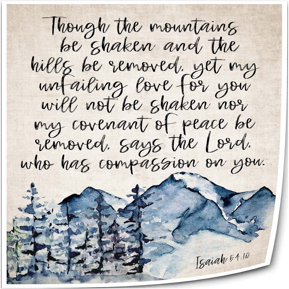 Isaiah 54 10 Bible Verse Poster Scripture Wall Art Prayer Wall Decorative Paintings for Living Room Vertical Pictures Artwork for Kitchen Print Canvas (20x30inch(50x75cm),Unframed)