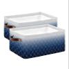 Navy Leaves Large Storage Baskets Bins Gradient Moroccan Modern Abstract Geometric Collapsible Storage Box Laundry Organizer for Closet Shelf Nursery Kids Bedroom 2 Pack 15x11x9.5 view 1