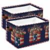 Flower Flag Large Storage Baskets Bins Country Rustic Independence Day Stars Stripes Collapsible Storage Box Laundry Organizer for Closet Shelf Nursery Kids Bedroom 2 Pack 15x11x9.5 view 1