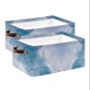 Blue Marble Large Storage Baskets Bins Modern Abstract Art Yellow Lines Ink Painting Collapsible Storage Box Laundry Organizer for Closet Shelf Nursery Kids Bedroom 2 Pack 15x11x9.5 view 1