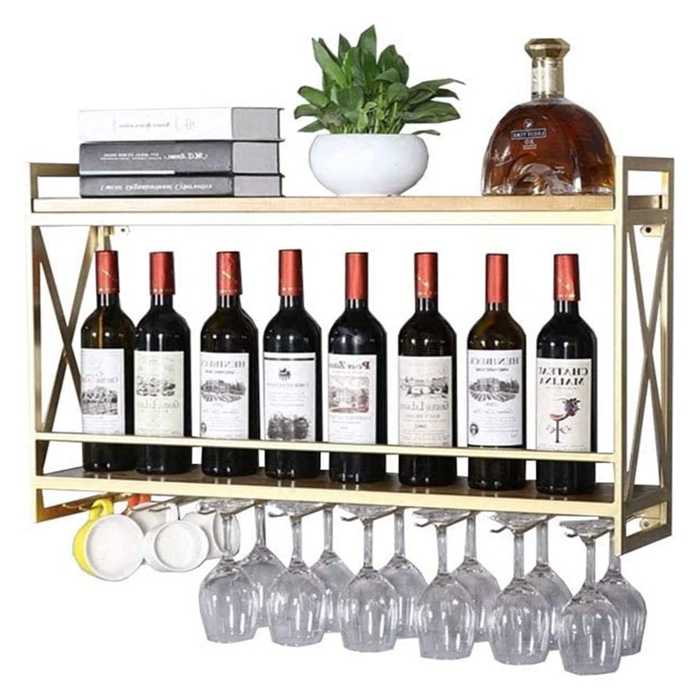 ALDEPO Wine Rack Wall Mounted Wine Bottle Display Rack/Bottle Holder Glass Rack/Wall Mounted Wine Bottle Holder/Wine Shelf and Glass Rack/Cork Storage Store Red, White, Champagne