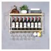 ALDEPO Wine Rack Wall Mounted Wine Bottle Display Rack/Bottle Holder Glass Rack/Wall Mounted Wine Bottle Holder/Wine Shelf and Glass Rack/Cork Storage Store Red, White, Champagne view 3