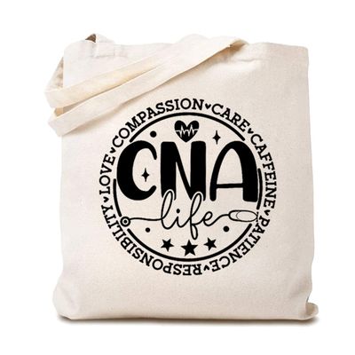 Certified Nursing Assistant Canvas Tote Bags for Women CNA Life Work Bag Reusable Grocery Bag Gift for CNA Nurse White