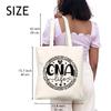 Certified Nursing Assistant Canvas Tote Bags for Women CNA Life Work Bag Reusable Grocery Bag Gift for CNA Nurse White view 2