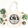 Certified Nursing Assistant Canvas Tote Bags for Women CNA Life Work Bag Reusable Grocery Bag Gift for CNA Nurse White view 4