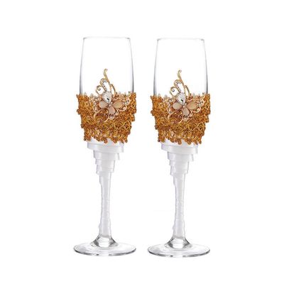 7oz Champagne Cup Wine Glasses Bride and Groom Champagne Flutes for Toasting,Wedding Gifts,Couples Gifts,Wedding Decorations (C)