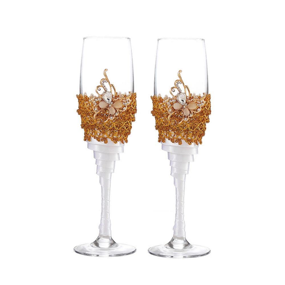 7oz Champagne Cup Wine Glasses Bride and Groom Champagne Flutes for Toasting,Wedding Gifts,Couples Gifts,Wedding Decorations (C)