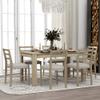 SIYSNKSI 7-Piece Dining Table Set, Wooden Mutifunctional Extendable Table with 12 Leaf and 2 Drawers, Wood Kitchen Set with 6 Dining Chairs, Ideal for Kitchen, Dining Areas (Natural Wood Wash-006) view 3