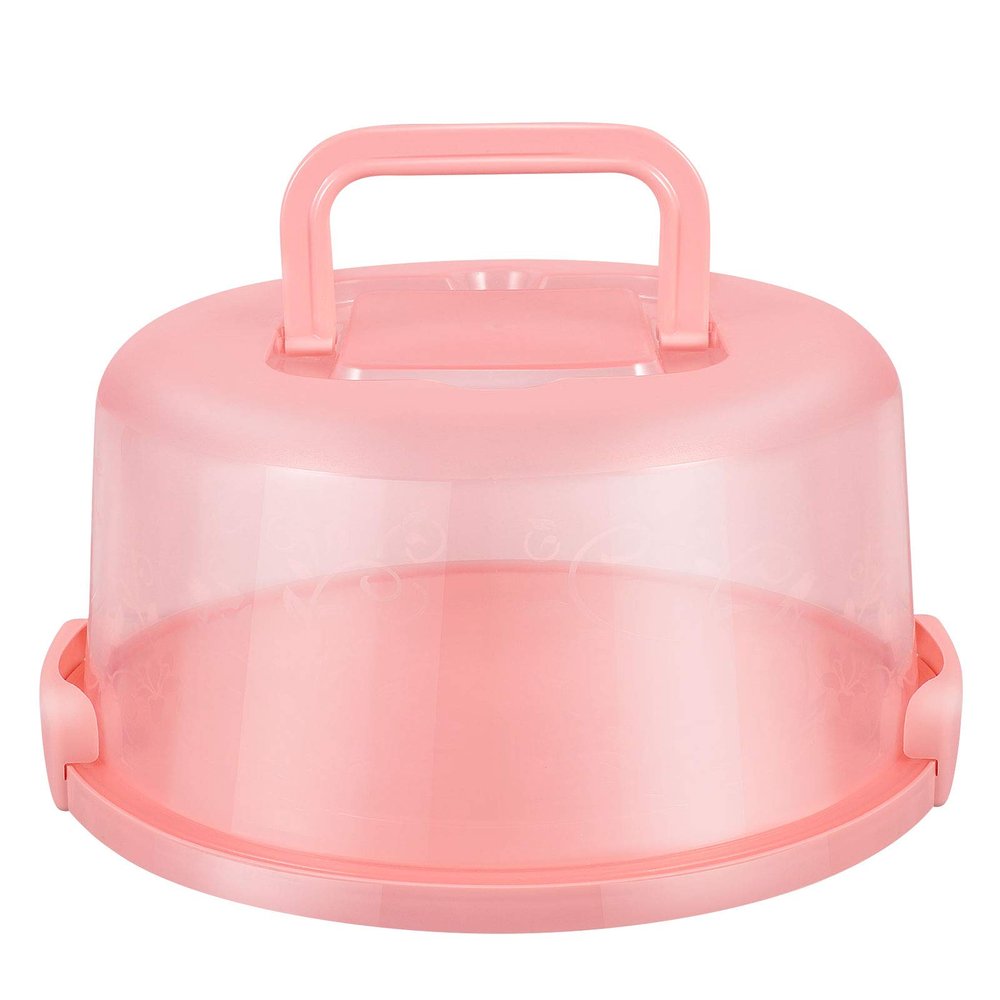 Cabilock 1pc Portable Buckle Cake Carrier Handle Round Cupcake Holder Tray for Transport for Parties Bakeries and Home Use Design