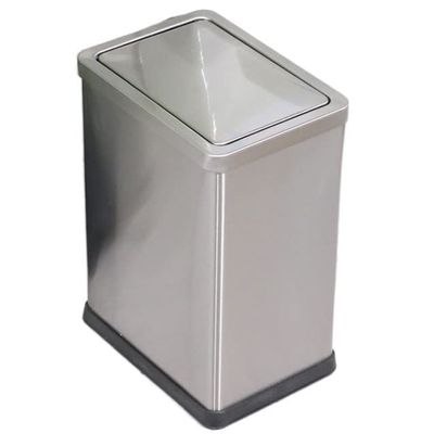 DYPASA Garbage Recycling Bin Small Modern 2.6 Gallon Rectangular Metal Kitchen Trash Can with Lid, Compact Trash Can for Bathroom, Kitchen, Craft Room, Office, Garage - Silver Kitchen Trash Can