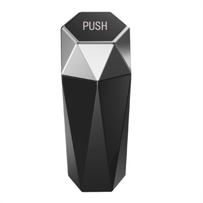 Trash Can Mini Pressing Type Car Cup Holder Trash Can Rhombus Storage Box Garbage Waste Bin with Lid for Desktop Office Bedroom, 4 Colors Trash Can Wastebasket (Size : 600ml, Color : Silver)