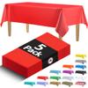 5 Pack Premium Red Plastic Tablecloth - 108 x 54 in. Disposable Rectangle Plastic Cloths - Decorative Rectangle Table Cover Smooth Tablecloth - Disposable Table Cloths Decoration Parties, Wedding Fun! view 1