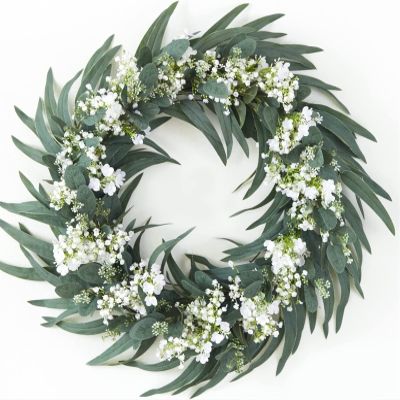 EZGISH Household Goods 24inch Artificial Gypsophila Flowers Wreath Fake Wreath Wedding Home Decoration