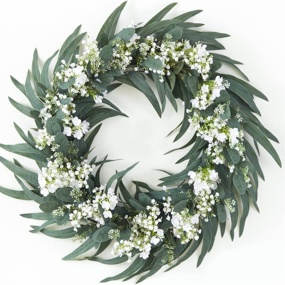 EZGISH Household Goods 24inch Artificial Gypsophila Flowers Wreath Fake Wreath Wedding Home Decoration