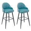 30" Height PU Leather Kitchen Island Bar Stool Set of 2 with Backs Barstools Counter Height Bar Chairs Black Chrome Frame Upholstered Seat for Bars, Dining Room, Coffee Room (Color : Azure) view 1