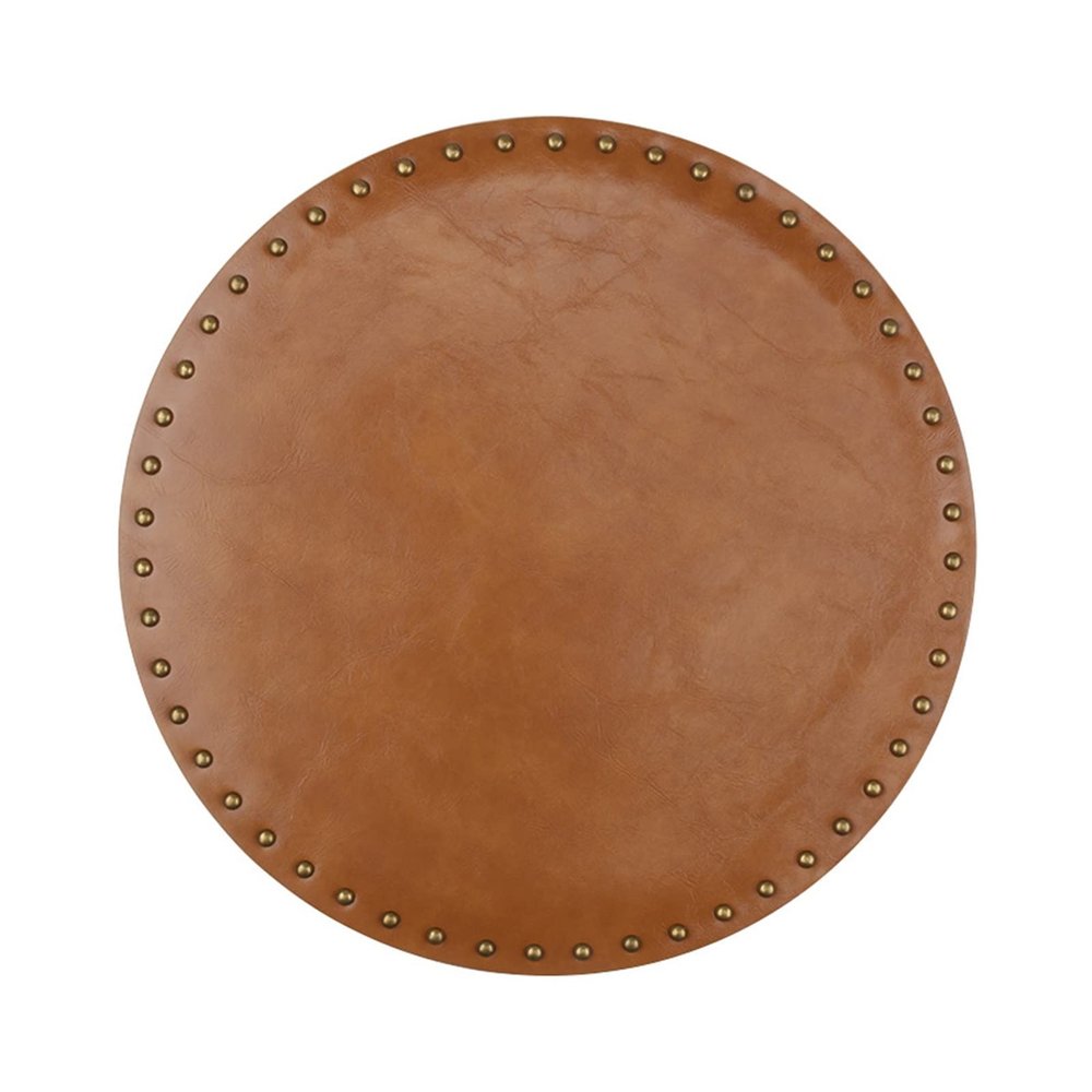 Place mat Dining Table Place Mats Round Solid Color Leather Placemats Table Mats Thickened Heat Insulation Mat Home Day Use Washable Rivet Round Mat Heat-Resistant Placemats Anti-Skid Placemats ( Colo