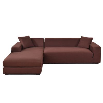 MIPOPS Stretch Sofa Covers for 1/2/3/4 Cushion Couch, Pet Dog Cat Proof Slipcover Non Slip Magic Elastic Furniture Protector(Brown,1 SEAT (90-140CM))