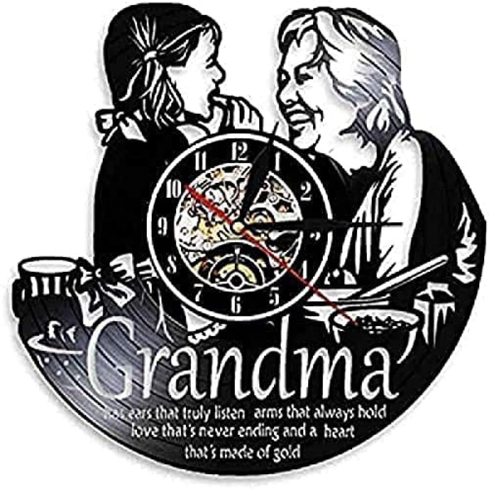 Modern Roman Numerals Wall Clocks Grandma and Granddaughter Personalized Wall Clock Wall Art Vinyl Clock Mom Quotes Housewarming for Grandmother Silent Clock