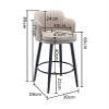 26 Inches High Barstools Swivel Bar Stools Set of 3 with Low Back Kitchen Island Bar Chair, Counter Height with Arms , Nappa Leather Pedal Chrome Upholstered Seat, for Bars, Cafe, Lounge, Pubs ( Color view 3