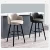 26 Inches High Barstools Swivel Bar Stools Set of 3 with Low Back Kitchen Island Bar Chair, Counter Height with Arms , Nappa Leather Pedal Chrome Upholstered Seat, for Bars, Cafe, Lounge, Pubs ( Color view 4