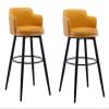 Barstools Swivel Bars Chair Bar Set of 2 with Back Kitchen Island Bar Stools Counter Height with Arms, Nappa Leather Black Metal Legs Black Footrest for Pub Home Bar Dining Room ( Color : Orange , Siz view 1