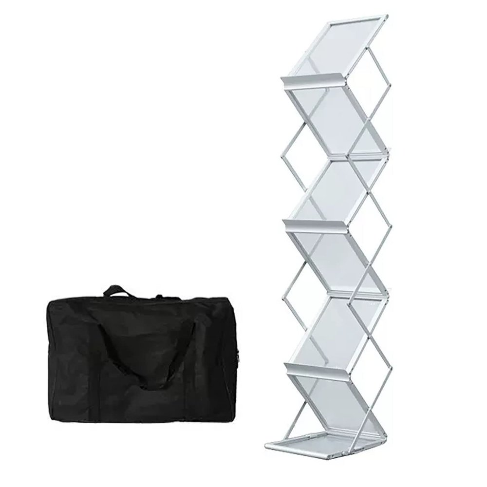 Floor Stand Literature Storage Rack, Coffee Shop Magazine Brochure Display Stand, Newspaper Organizer for Church Office Living Room