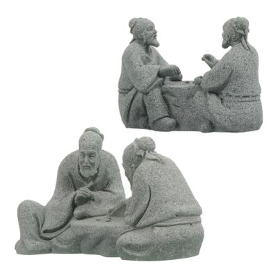 Yardenfun 2pcs Chess Old Man Asian Decor Glass Sculpture Boys Jewelry Old Man Fishing Figurine Resin Figurine Sandstone Garden Statue Garden Landscaping Ornament Simulated Ornament