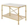HOMES: Inside + Out Sheffield Modern Genuine Marble Top Steel 58 in. Kitchen Island with Multi-Purpose Shelf and Hooks for Kitchen, Dining Room, Gold and White view 1