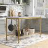 HOMES: Inside + Out Sheffield Modern Genuine Marble Top Steel 58 in. Kitchen Island with Multi-Purpose Shelf and Hooks for Kitchen, Dining Room, Gold and White view 3