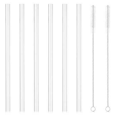 6pcs Replacement Straws for Iron Flask Thermo Flask, Straws with 2 Cleaning Brushes Compatible with IRON FLASK, Thermo flask, Hydro Flask Wide Mouth Bottle Straw Lid