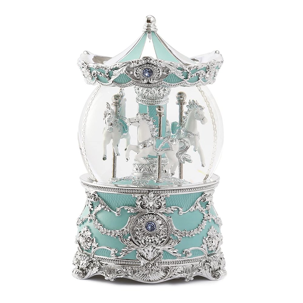 SUNESA Music Box Crystal Ball Music Box Rotatable Music Box Blue Musical Box with Light for Women Kids Girls Mom Daughter Christmas Birthday Gifts Christmas Music Box