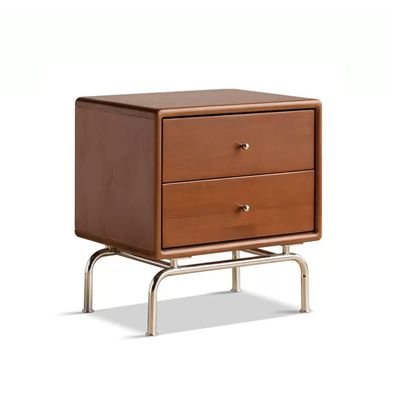BONAD Bedside Cabinets Home Retro Bedside Table Double Drawer Storage Cabinet Simple Square Locker Living Room Sofa Side Cabinet Nightstand