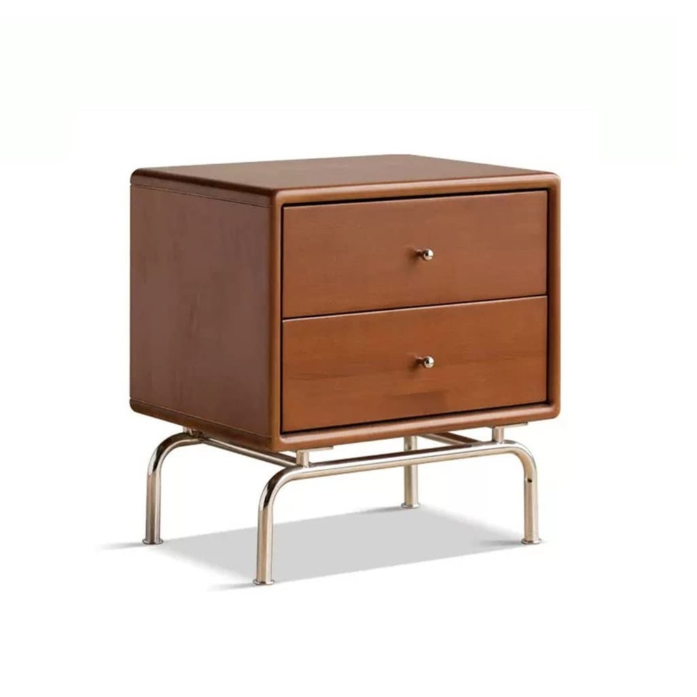 BONAD Bedside Cabinets Home Retro Bedside Table Double Drawer Storage Cabinet Simple Square Locker Living Room Sofa Side Cabinet Nightstand