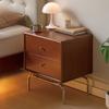 BONAD Bedside Cabinets Home Retro Bedside Table Double Drawer Storage Cabinet Simple Square Locker Living Room Sofa Side Cabinet Nightstand view 2