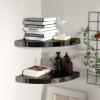 Gecheer Floating Wall Shelves, Set of 2 High Gloss Black Honeycomb MDF Metal Corner Shelves for Home Office Decor, 13.8" x 13.8" x 1.5" view 1