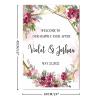 Farmhouse Wood Wedding Welcome Sign Welcome to Our Beginning Personalized Name Wedding Ceremony Sign Rose Floral Red Watercolor Flower Wedding Welcome Signage Engagement Party Sign 16x24in view 2