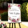 Farmhouse Wood Wedding Welcome Sign Welcome to Our Beginning Personalized Name Wedding Ceremony Sign Rose Floral Red Watercolor Flower Wedding Welcome Signage Engagement Party Sign 16x24in view 4